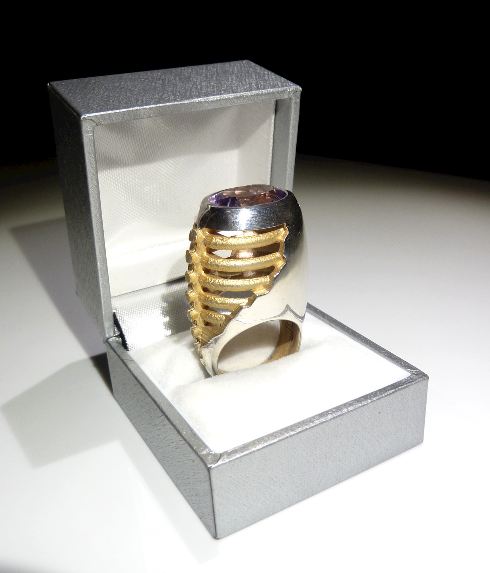 'Amethyst Backbone Cocktail Ring' by artist Inness Thomson